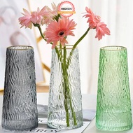 Vase, Vase, High-Quality Glass Flower Arrangement With Gold Border Simple Pattern Stripes Table Decoration, Decor Room