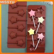 MISSYU 6 Star Silicone Lollipop Mold Chocolate Candy Chip Mold Five-pointed Star Chocolate Bar Star 