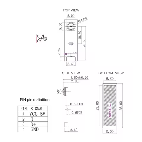 30W Pixel USB2.0 OV7675 Camera Module +40CM USB Cable For Laptop