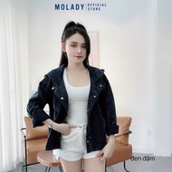Áo khoác JEAN nữ MOLADY có nón form trơn nút bấm tiện lợi K480