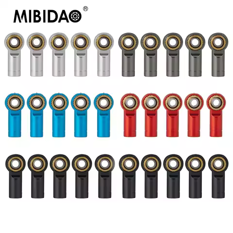 MIBIDAO 5Pcs Aluminum Alloy M3 Link Rod End Ball Joint Left-Hand Thread for Axial SCX10 D90 1/10 RC