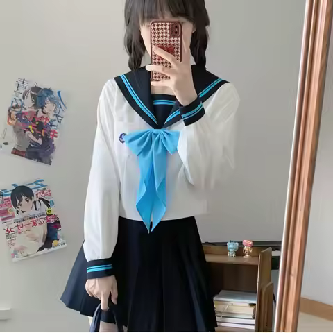 Fashionable and Comfortable Kitazawa Private Long-sleeved Sailor Uniform JK Uniform Japanese College