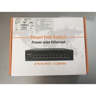 Poe 8 + 2 Port Smart Switch (PoE 8-Port Network Splitter, 2 uplink Ports) Genuine Global