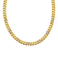 Nathalias NY สร้อยคอทองคำแท้ 14k แบบโซ่ขอบขัดเงาขนาด 18 นิ้วพร้อมเพชร (เวลาจัดส่ง 7-10 วัน) 14k Yellow Gold 18 inch Polished Curb Chain Necklace with Diamonds