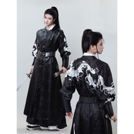 Yuyuji Clothing Store Nie Style Black Ming Made Leather Cover Tang Round Neck Hanfu Handsome Men Wom