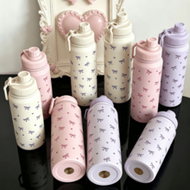 1pc 600ml/20.29oz 800ml/27.05oz 1000ml/33.82oz Heart Bow Double Wall Stainless Steel Insulated Tumbl