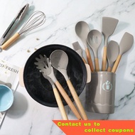 Terprun 12Pcs Non Stick Cookers Kitchen Tools Brown Silicone Kitchen Appliances Shovels Spoons Soup Kitchen Appliances S
