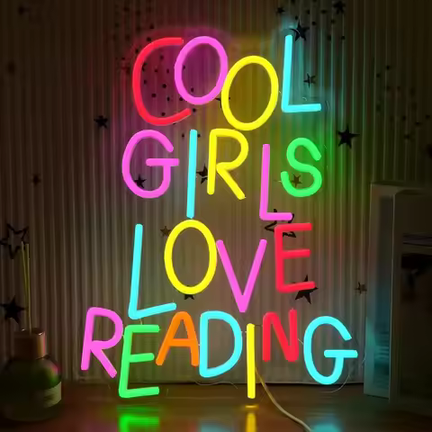 Cool Girls Love Reading Neon Sign USB Dimmable LED Light for Classroom Reading Room Bookstore Librar