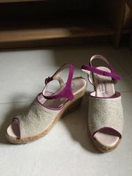 be;eza購入 西班牙Gaimo 藤編紫色楔型底高跟鞋