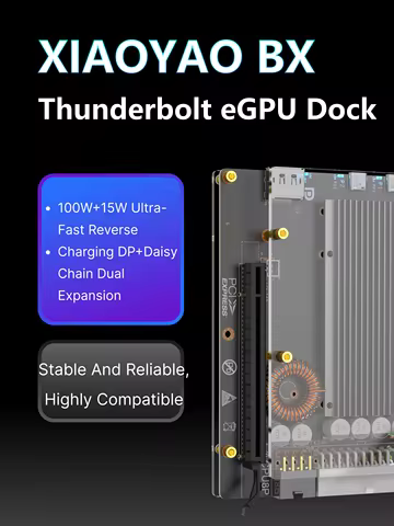 XIAOYAO BX With Bracket Thunderbolt eGPU Dock JHL6540/100W+15W Reverse Charging/22Gbps Bandwidth/RTX