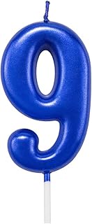 NEWCANDLE Blue Birthday Candles 9 Candle 9th Nine Years Cake Bady Roman Numberal Cool Number Candle 