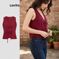 Lovito Women's Summer Casual Tank Top with Lace Up Detailing L112ED539