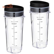 2 Pack 16Oz Replacement Cups Replacement Accessories for Ninja QB3001SS Fit Compact Personal Blender, with Lids