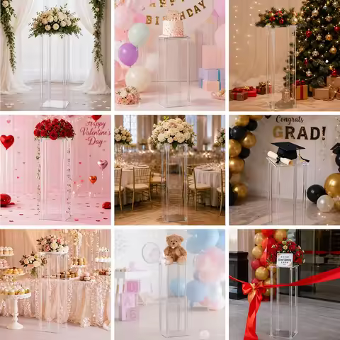 10Pcs Acrylic Display Stands with 6.61lbs Load Capacity Each, Geometric Flower Holders for Centerpie