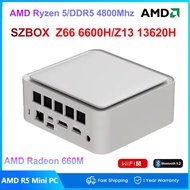 【HOT】SZBOX Z66 AMD Ryzen 5 6600H/Z13 13620H Mini PC Windows 11 Pro DDR5 WIFI6 BT5.2 Dual LAN PC VS R