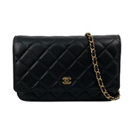 △ CHANEL 香奈兒 Black Caviar Skin Gold Tone Metal Chain Wallet 黑色粒紋小牛皮金色金屬鏈條銀包 AP0250-267009202