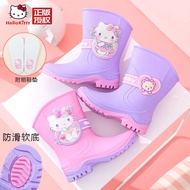 AT/🪁HelloKittyChildren's Rain Boots Non-Slip Girls' Medium and Large Children Shoe Cover Mid-Calf Rubber Shoes Child Bab