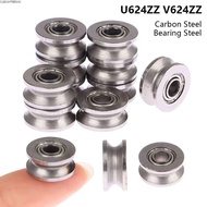 CLEIGHTEENCY 1/5Pcs Pulley Bearing, U624ZZ V624ZZ Sealed Ball Ball Bearing, U Groove V Groove Carbon
