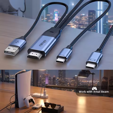 HDMI-compatibl To USB C Adaptor Cable 8.2FT 4K 60Hz With Power Supply To USB C Display Converter For