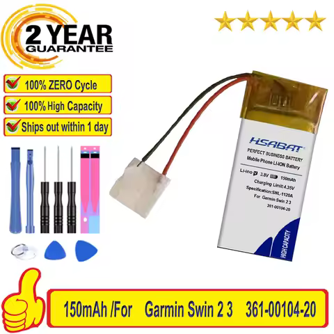 Top Brand 100% New 150mAh 361-00104-20 361-00104-00 Battery for Garmin Forerunner 45 Swim2 Swin 2 Sw