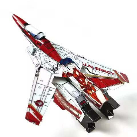 VF-1S Fighter 3D Metal Puzzle Colorful Lynn Minmay Anime Deformable Fighter Assembly Model Puzzle Ji