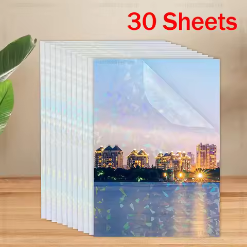 10/30Sheet A4 Paper Film Self-adhesive Cold Laminating Film DIY Broken Glass Stars Holographic Trans