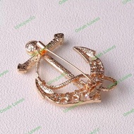 Pearl Crystal Ship Anchor Brooch DS10