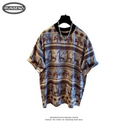 M-4XL Women Plus Size Full Print Reindeer Mid Length Tshirt Casual Loose Top