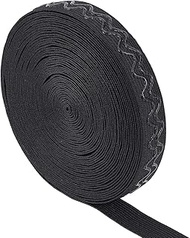 BENECREAT 10 Yards Non-Slip Silicone Elastic Grip Tape, 0.73" Black Elastic Bobbin, Knitted Elastic 