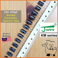 10Pcs 25V 470uF 470UF Electrolytic Capacitor Kapasitor Elco 25V470UF 8x12mm