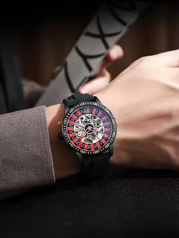 Pindu Player Gambling Series Men's Watch European Roulette Poker Game Fully Automatic Mechanical Spo