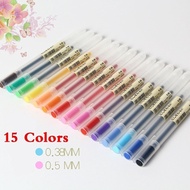 15 Colors Muji Style 0.380.5 MM Colored Gel Pens Transparent Scrub Colour Ink Pen Marker for School