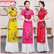 Traditional Vietnam Ao Dai Cheongsam Women Oriental Evening Party Gowns