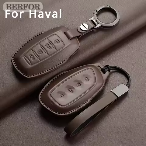 Leather Car Remote Key Case Cover For Haval Great Wall Jolion 2022 H6 H7 H4 H9 F5 F7 F7X F7H H2S GMW