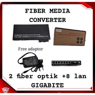 Media Converter 2 Port FO + 8 Port Lan 10/100/1000 GIGABITE
