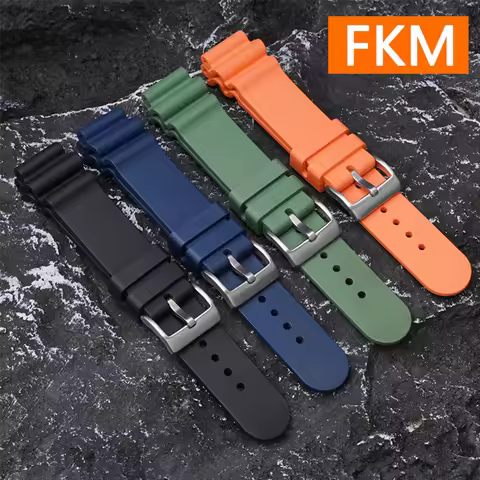 FKM Fluoro Rubber Strap 20mm 22mm Men Diving Sports Wrist Bracelet Accessories for Seiko Turtle Pros