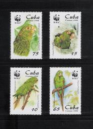 出清價 ~ WWF-242 古巴 1998年 古巴長尾小鸚鵡郵票 ~ 套票 四套版張 - (鳥類專題)