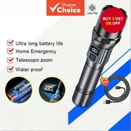 Outdoor Searchlight, 1,000,000 Lumen Waterproof USB Rechargeable Flashlight for Camping