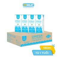 [Thùng 48 hộp 180ml] Sữa Dinh Dưỡng Tiệt Trùng VPMilk Omega ÍT ĐƯỜNG dạng hộp cho bé trên 1 tuổi