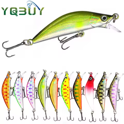 5g/6cm Fishing Lure Sinking Minnow 3D Eyes Laser Trolling Plastic Buzz Bait Lure With 2 Trible Hook