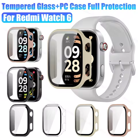 Hard PC Protector Case For Xiaomi Redmi Watch 6 Case Tempered Glass Anti-scratch Film Bumper Protect