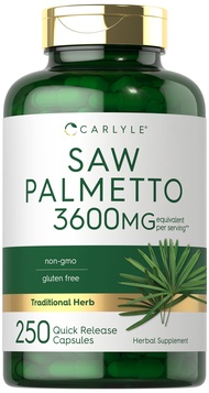 Carlyle Saw Palmetto Extract | 3600mg | 250 Capsules | Non-GMO and Gluten Free Formula from Saw Palm