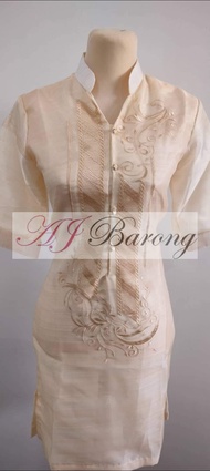 MODERN FILIPINIANA LADY BARONG DRESS V NECK  3/4 sleeve