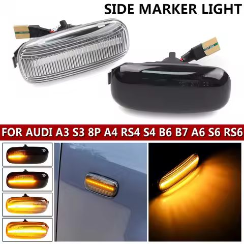 2x Smoked Dynamic Side Marker Lamp LED Turn Signal Light Blinker Indicator For Audi A3 S3 8P A4 S4 R