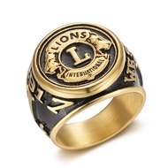 Stainless Steel Lions International Gold Plated Solid Bull Ring for Men Size 7-13