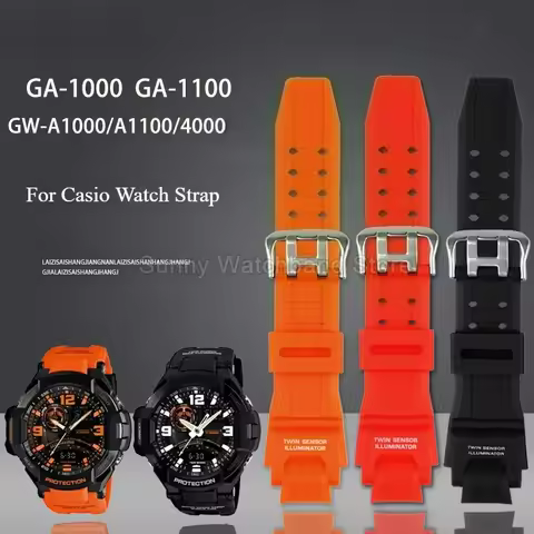 For Casio GA-1000/1100 GW-A1000/1100/4000 GRAVITY MASTER Series Resin Watchband Lightweight Blue Ora