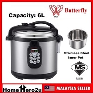 Butterfly BPC-5069 / BPC-5080 Electric Pressure Cooker Stainless Steel Inner Pot Preset Cooking Menu