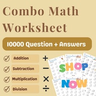 Combo Math Worksheet- Addition, Subtraction, Multiplication, Division - 20,000++ Questions with Answ