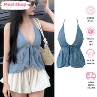 Women's Backless Camisole (with foam) Linen with Chunky Bandage V1 Sexy Meei Shop, Women's Blouse wi