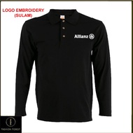 Microfiber Lengan Panjang Long Sleeve collar T Shirt Logo Embroidery Sulam Allianz Insurance Company